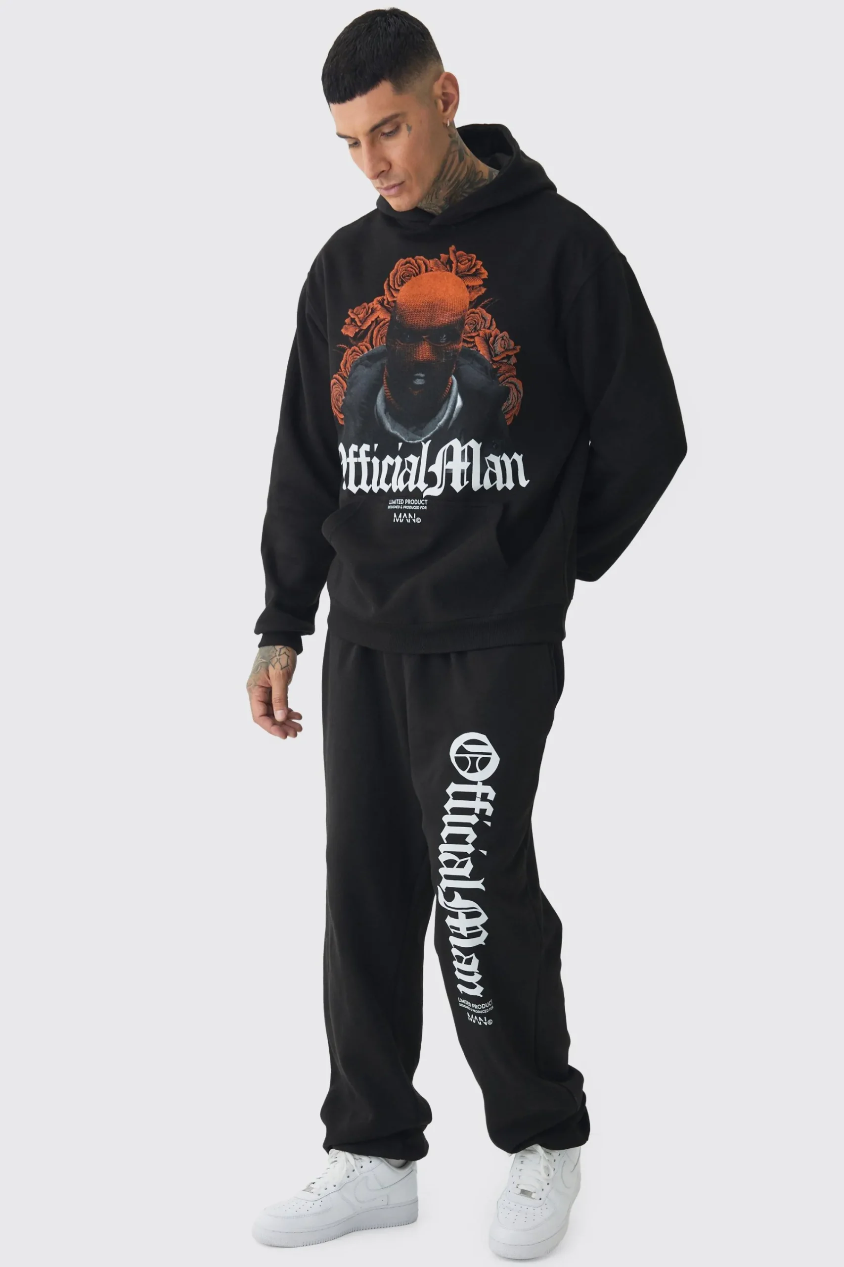 boohooMAN Tall Balaclava Graphic Oversized Tracksuit | UK| Tracksuits