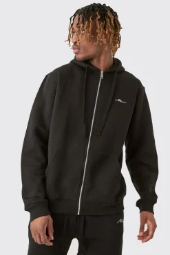 boohooMAN Tall Basic Man Signature Zip Through Hoodie In | UK| Hoodies & Sweatshirts