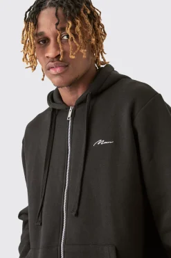 boohooMAN Tall Basic Man Signature Zip Through Hoodie In | UK| Hoodies & Sweatshirts