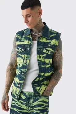 boohooMAN Tall Bleach Wash Denim Gilet | UK| Coats & Jackets