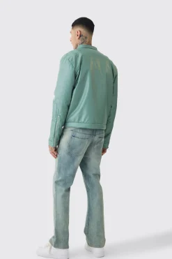 boohooMAN Tall Boxy BHM PU Collarless Moto Biker Jacket In | UK| Coats & Jackets