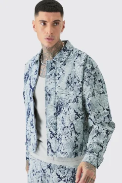 boohooMAN Tall Boxy Fit Fabric Interest Denim Jacket | UK| Coats & Jackets