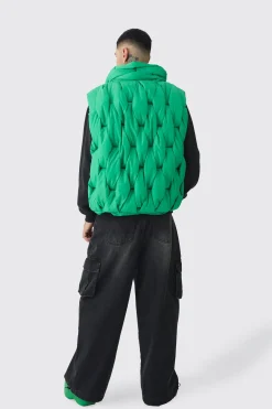 boohooMAN Tall Boxy Fit Hand Weft Padded Gilet In | UK| Coats & Jackets