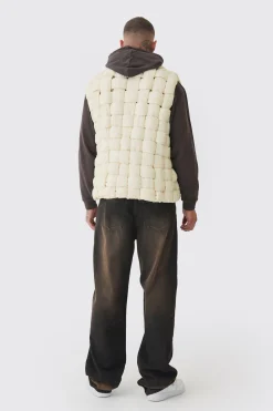 boohooMAN Tall Boxy Fit Hand Weft Padded Gilet In | UK| Coats & Jackets