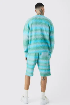 boohooMAN Tall Boxy Fit Knitted Brushed Stripe Cardigan | UK| Knitwear