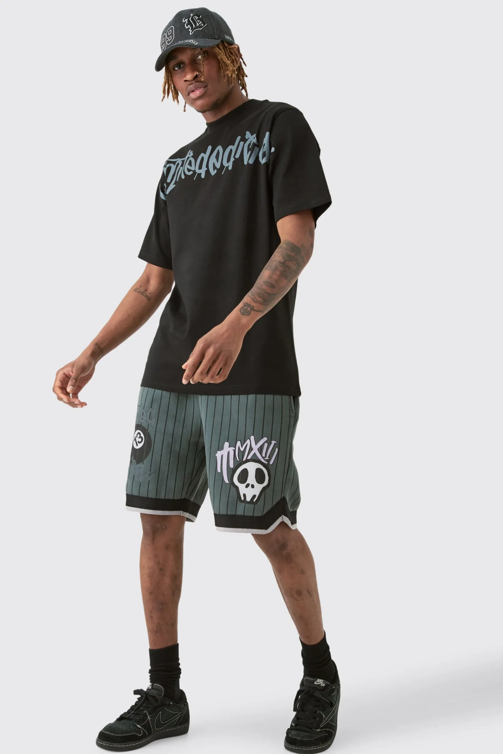 boohooMAN Tall Boxy Limited Basketball Tee & Short Set | UK| Tracksuits