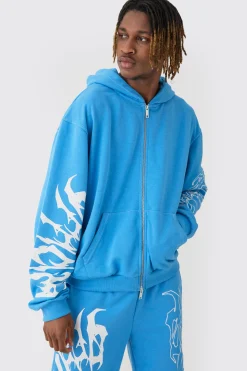 boohooMAN Tall Boxy Oversized Embroidery Hoodie | UK| Hoodies & Sweatshirts