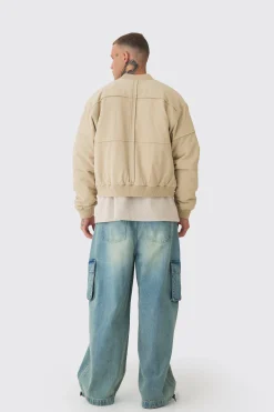 boohooMAN Tall Boxy Panel Padded Nylon Bomber Jacket In | UK| Coats & Jackets