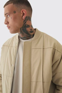 boohooMAN Tall Boxy Panel Padded Nylon Bomber Jacket In | UK| Coats & Jackets