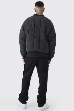 boohooMAN Tall Boxy Peached Square Quilted Bomber Jacket | UK| Coats & Jackets