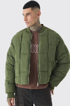 boohooMAN Tall Boxy Peached Square Quilted Bomber Jacket | UK| Coats & Jackets