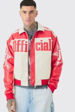 boohooMAN Tall Boxy Pu Moto Colla Bomber | UK| Coats & Jackets