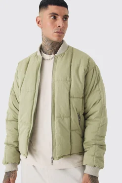 boohooMAN Tall Boxy Quilted Bomber Jacket In | UK| Coats & Jackets