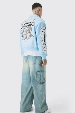 boohooMAN Tall Boxy Teddy Applique Bomber | UK| Coats & Jackets