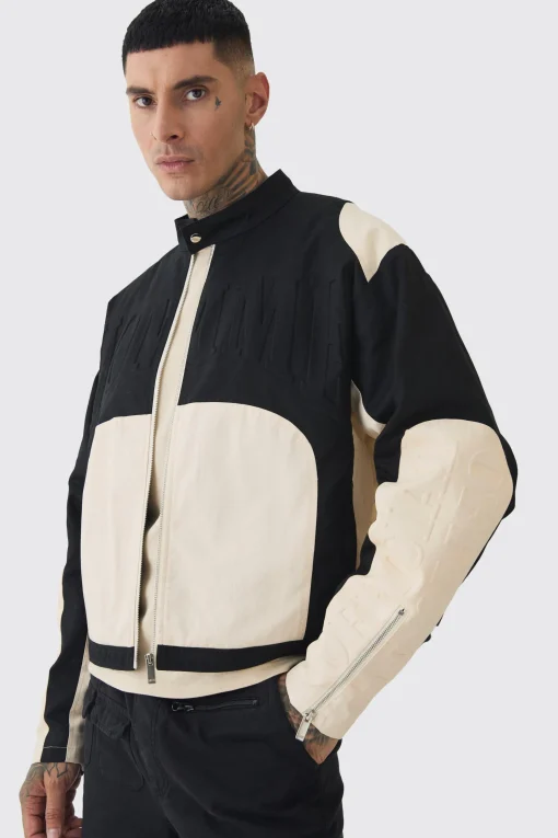 boohooMAN Tall Boxy Twill Homme Moto Jacket In | UK| Coats & Jackets