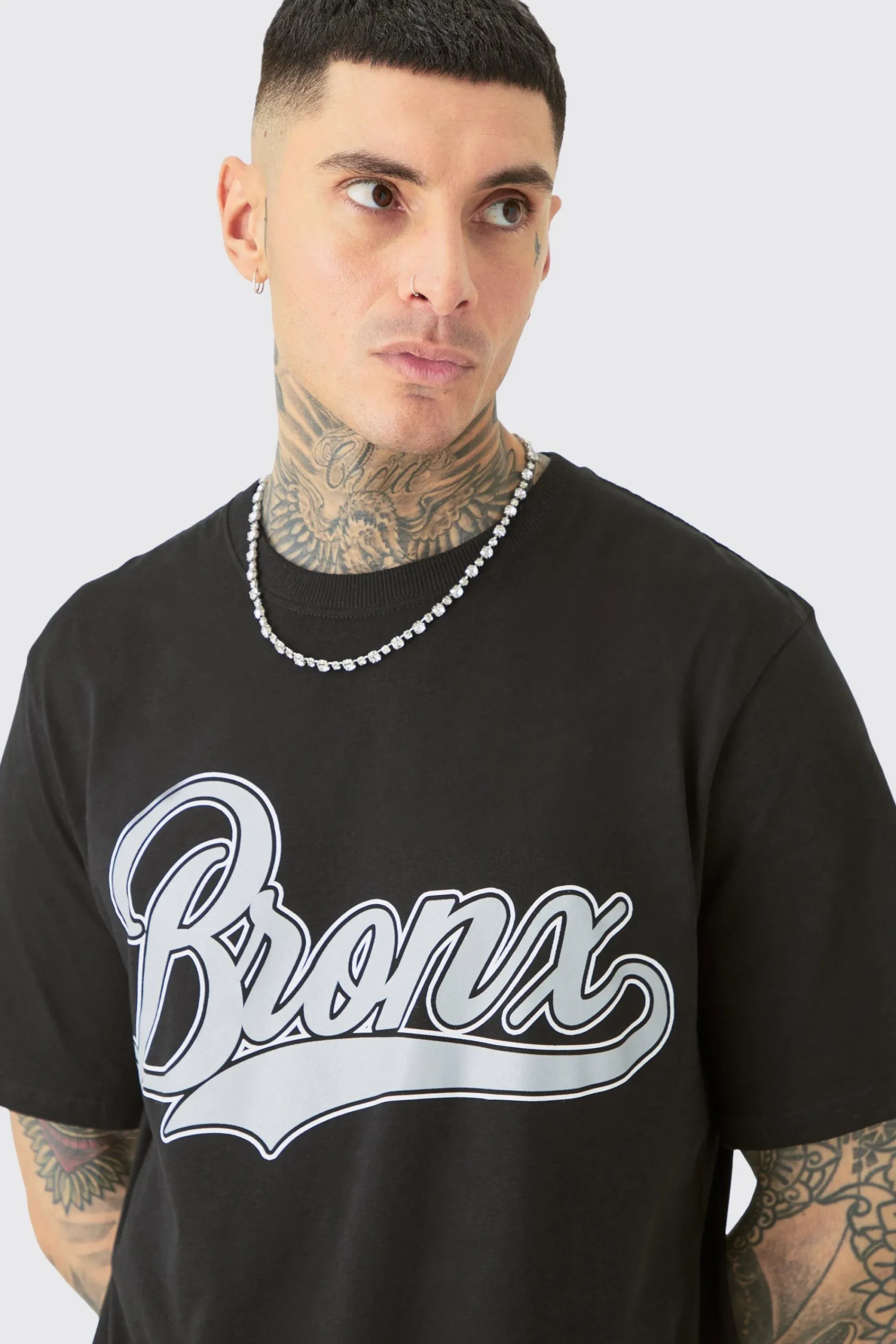 boohooMAN Tall Bronx Varsity Print T-shirt & Short Set | UK| Tracksuits