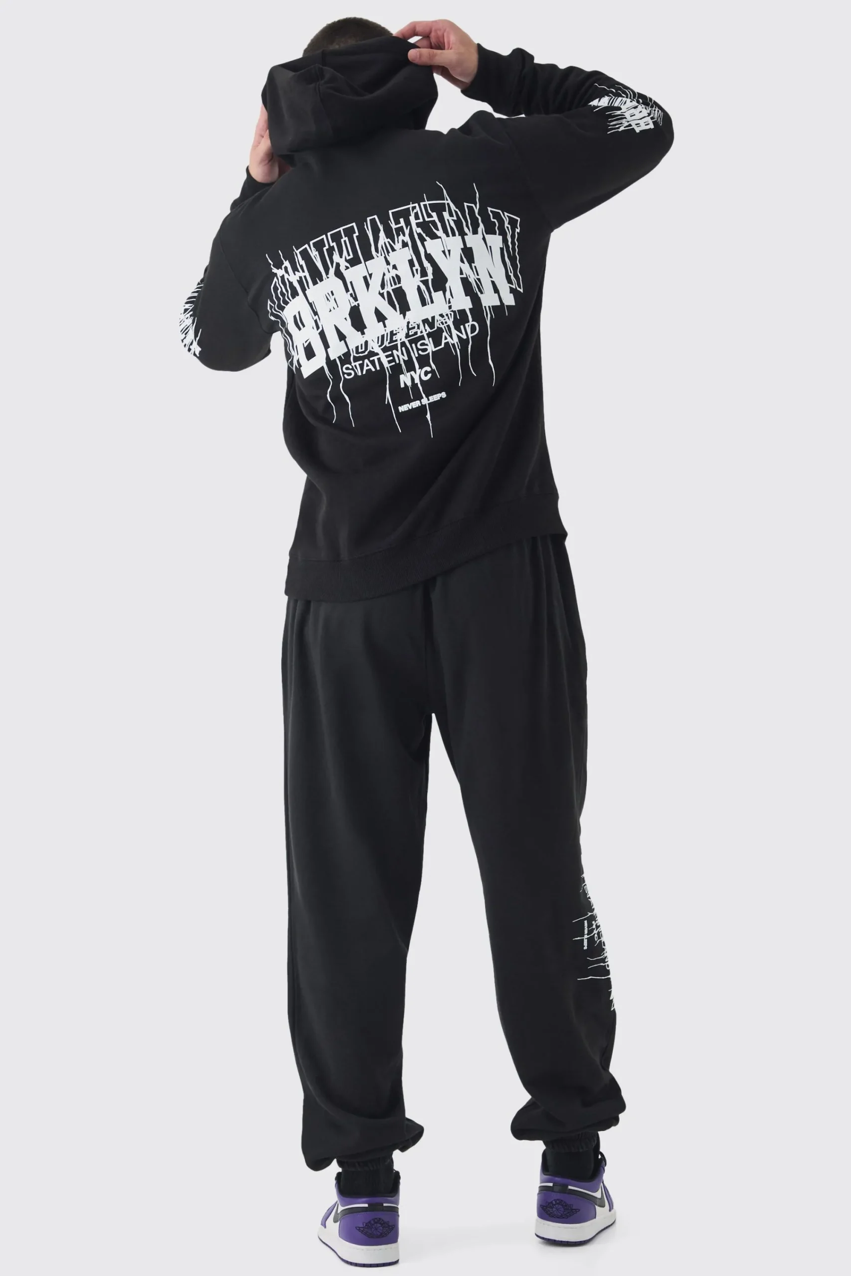 boohooMAN Tall Brooklyn Gothic Varsity Oversized Tracksuit | UK| Tracksuits