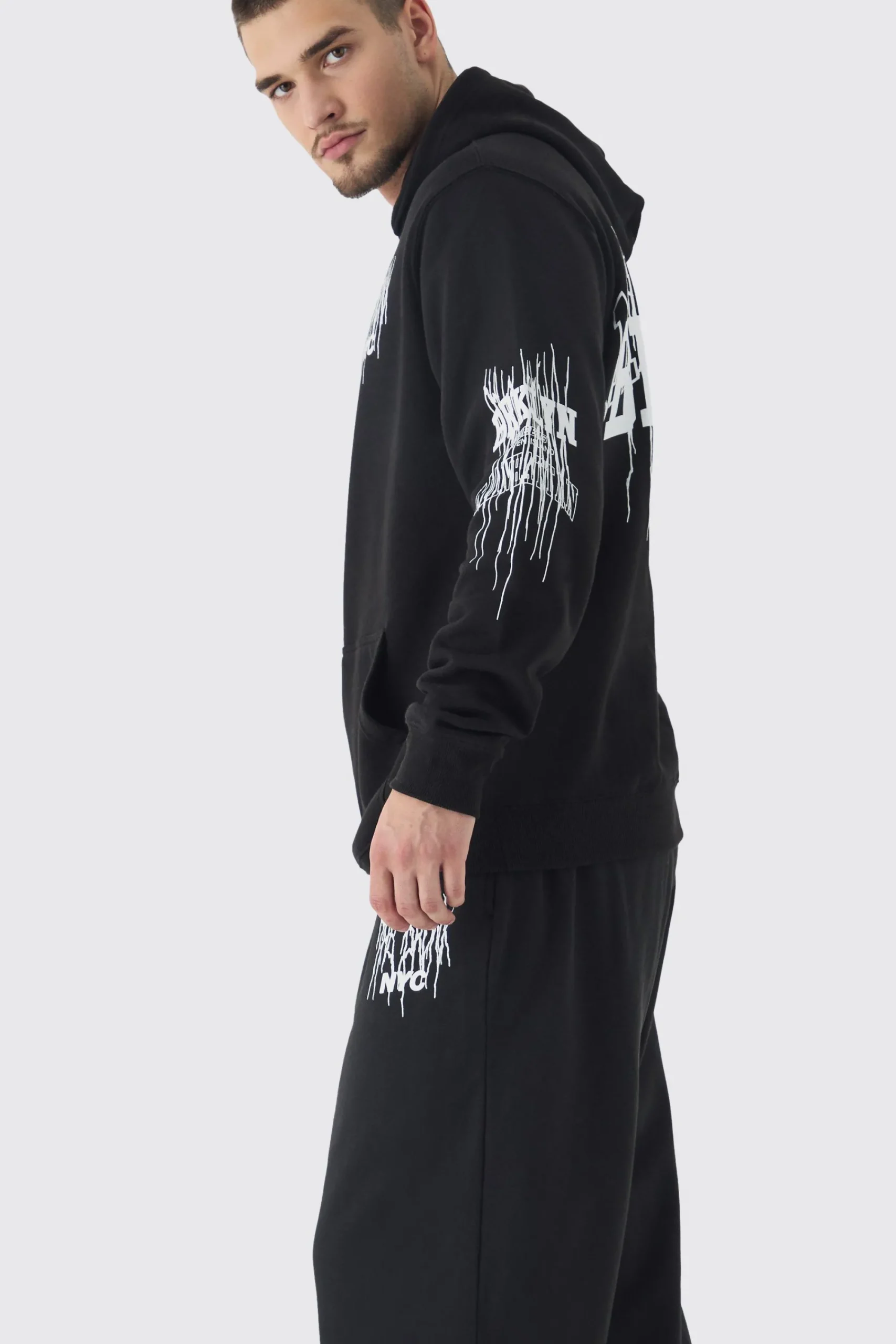 boohooMAN Tall Brooklyn Gothic Varsity Oversized Tracksuit | UK| Tracksuits