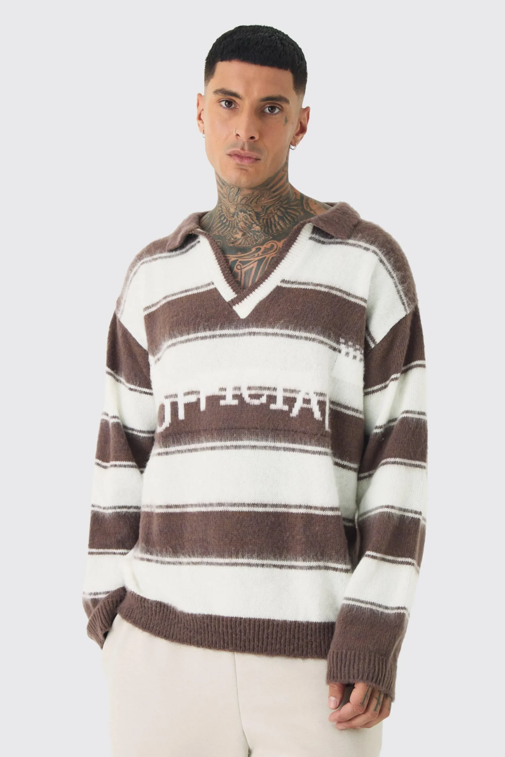 boohooMAN Tall Brushed Knit Official Football Top | UK| Knitwear