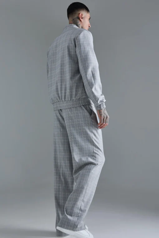 boohooMAN Tall Check High Neck Zip Up Smart Funnel Neck Jacket | UK| Suits & Tailoring|Sets & Co-Ords