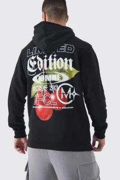 boohooMAN Tall Cherry Graphic Back Print Oversized Hoodie | UK| Hoodies & Sweatshirts