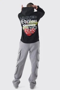 boohooMAN Tall Cherry Graphic Back Print Oversized Hoodie | UK| Hoodies & Sweatshirts