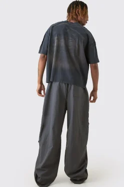 boohooMAN Tall Colour Block Cargo Parachute Pants | UK| Trousers