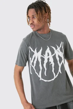 Tall Core Man Chain Puff Print T-shirt In | UK^boohooMAN New