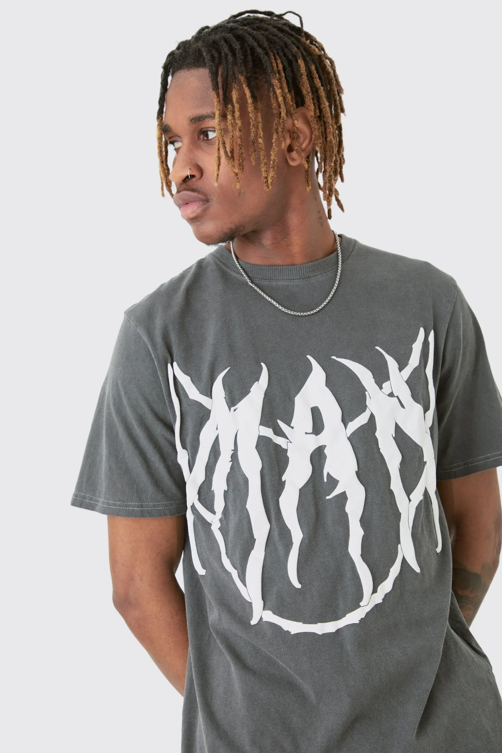 Tall Core Man Chain Puff Print T-shirt In | UK^boohooMAN New
