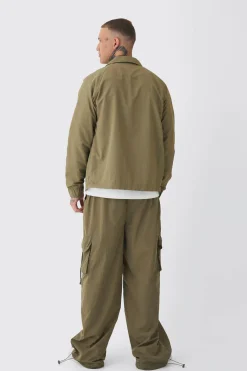 boohooMAN Tall Crinkle Nylon Cargo Parachute Trousers In | UK| Trousers