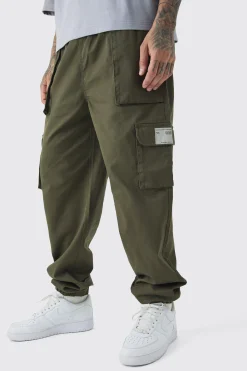 boohooMAN Tall Cuffed Hem Woven Tab Cargo Trousers In | UK| Trousers|Cargos