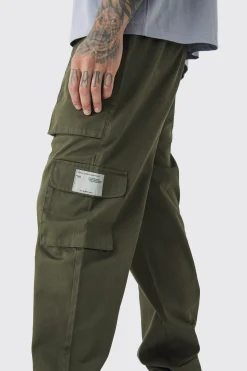 boohooMAN Tall Cuffed Hem Woven Tab Cargo Trousers In | UK| Trousers|Cargos