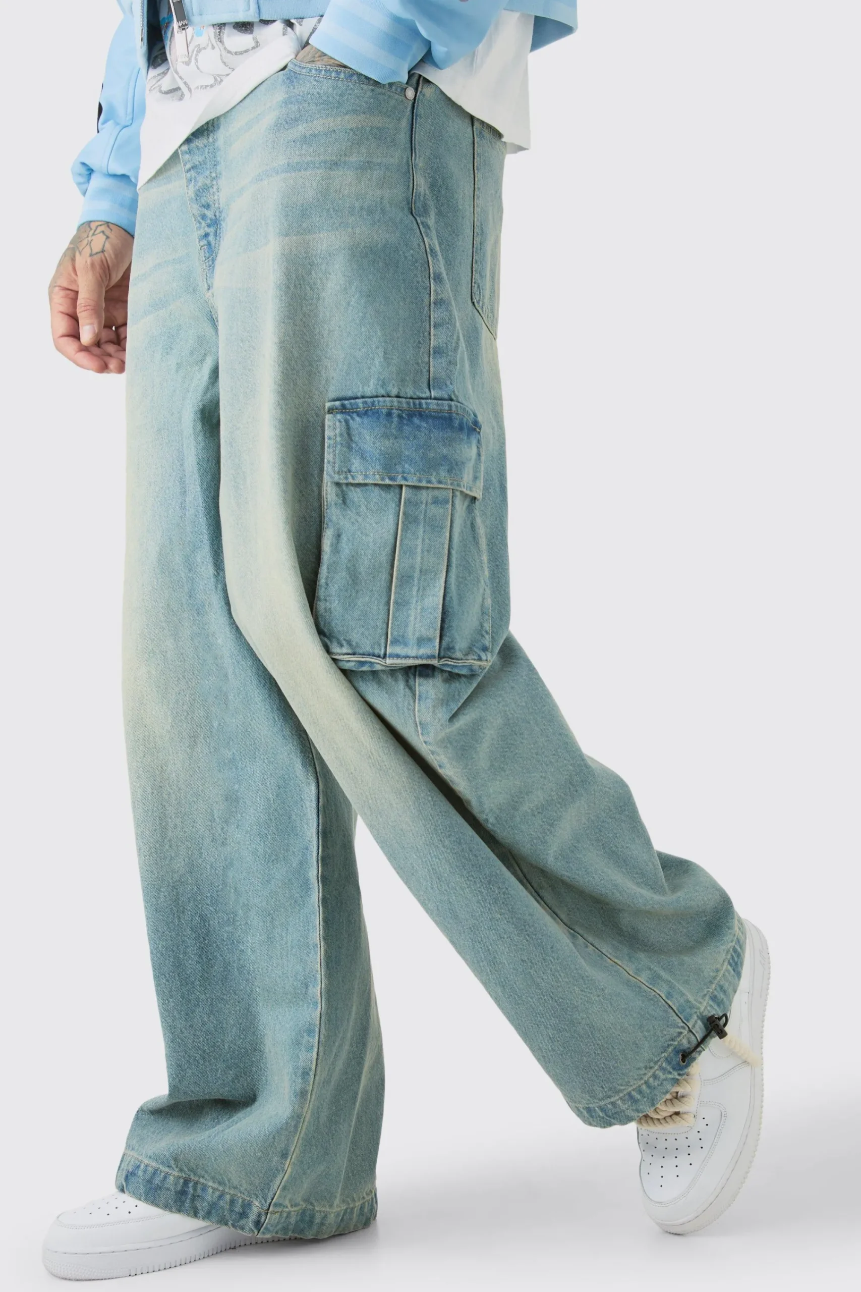 boohooMAN Tall Denim Cargo Parachute Jean | UK| Trousers|Jeans