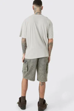 Tall Distressed Oversized Overdye Varsity T-shirt | UK^boohooMAN Sale