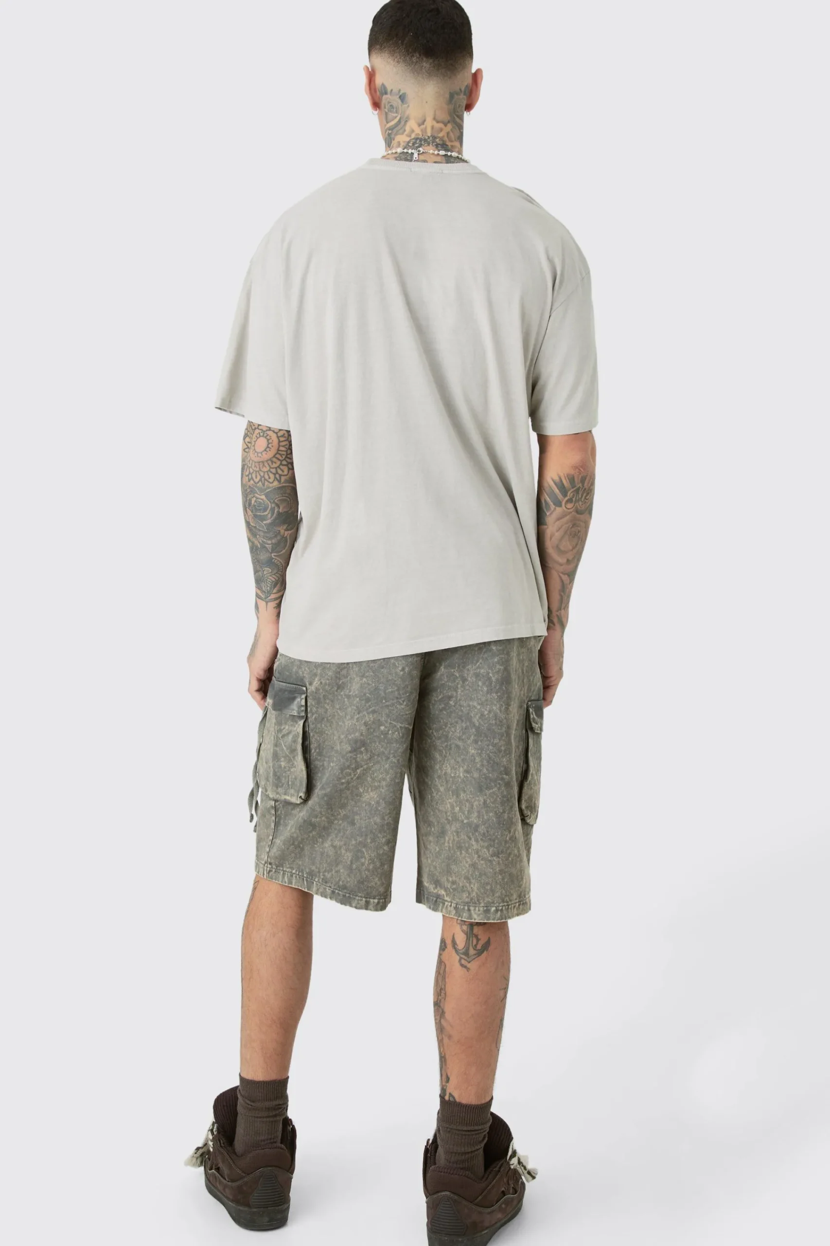 Tall Distressed Oversized Overdye Varsity T-shirt | UK^boohooMAN Sale