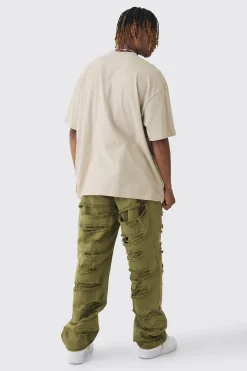 boohooMAN Tall Distressed Twill Overdyed Trouser In | UK| Trousers