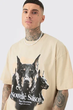Tall Dobermann Printed Graphic Oversized T-shirt | UK^boohooMAN New