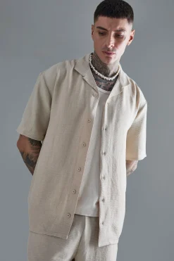 boohooMAN Tall Drop Revere Linen Shirt & Short Set In | UK| Sets & Co-Ords