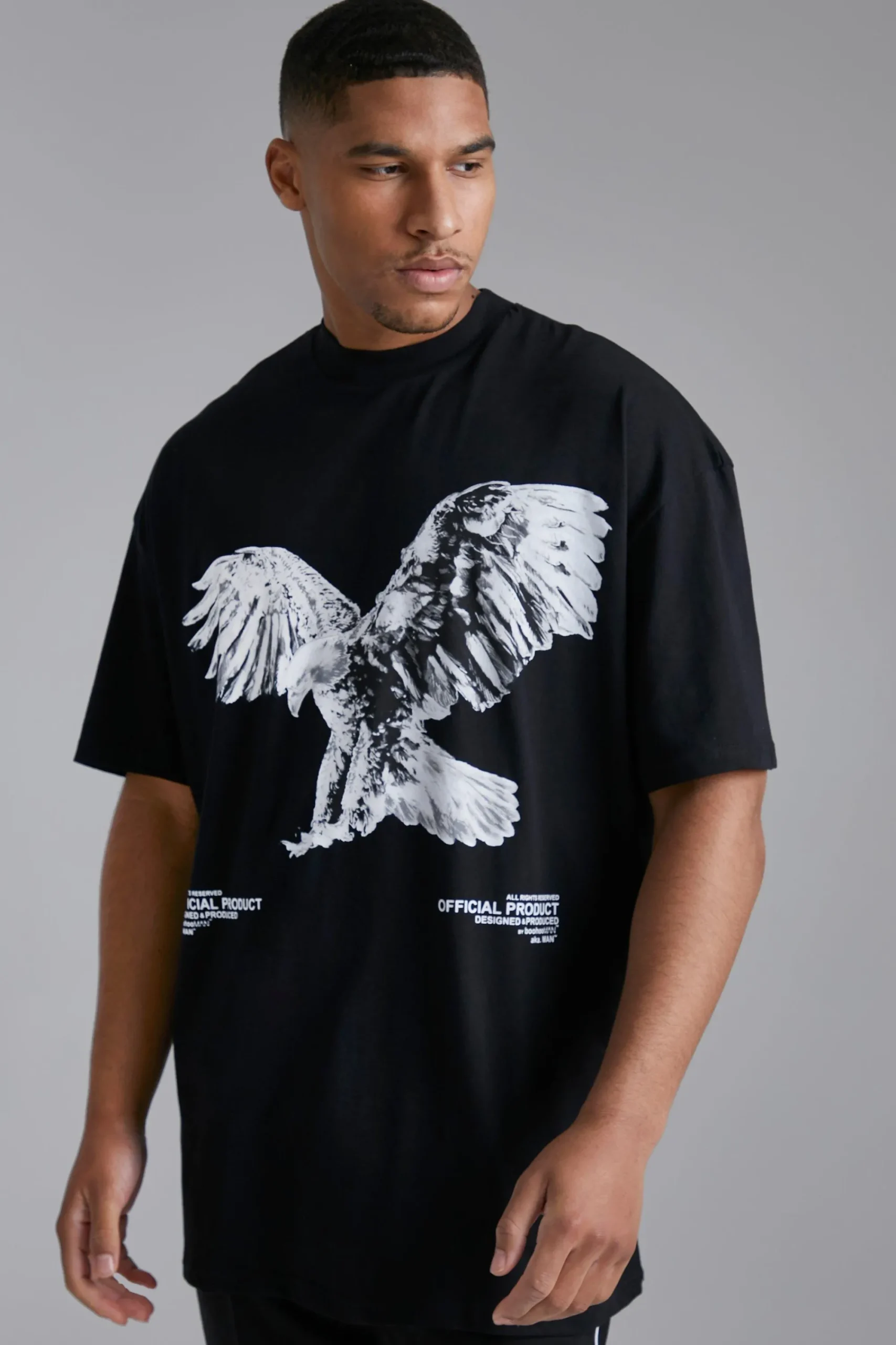 Tall Eagle T-shirt With Extended Neck | UK^boohooMAN New