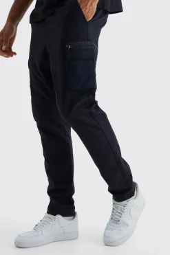 boohooMAN Tall Elastic Comfort Mesh Pocket Cargo Trouser | UK| Trousers|Cargos