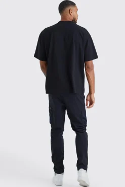 boohooMAN Tall Elastic Comfort Mesh Pocket Cargo Trouser | UK| Trousers|Cargos