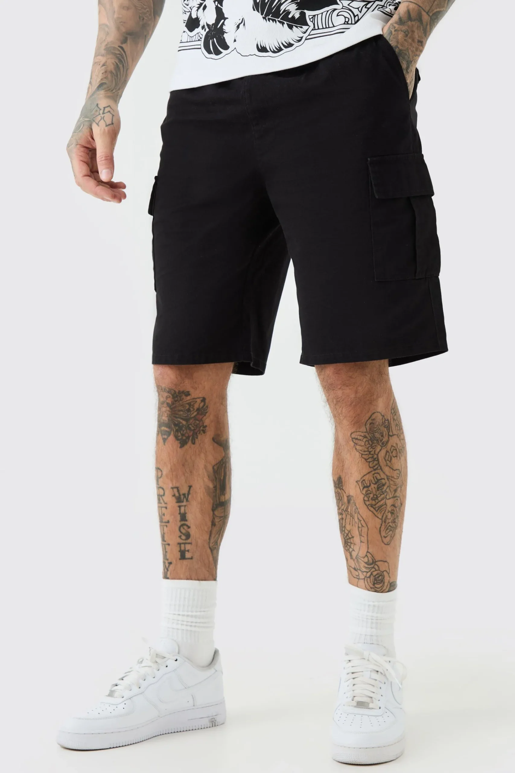 boohooMAN Tall Elastic Waist Relaxed Fit Cargo Shorts In | UK| Shorts