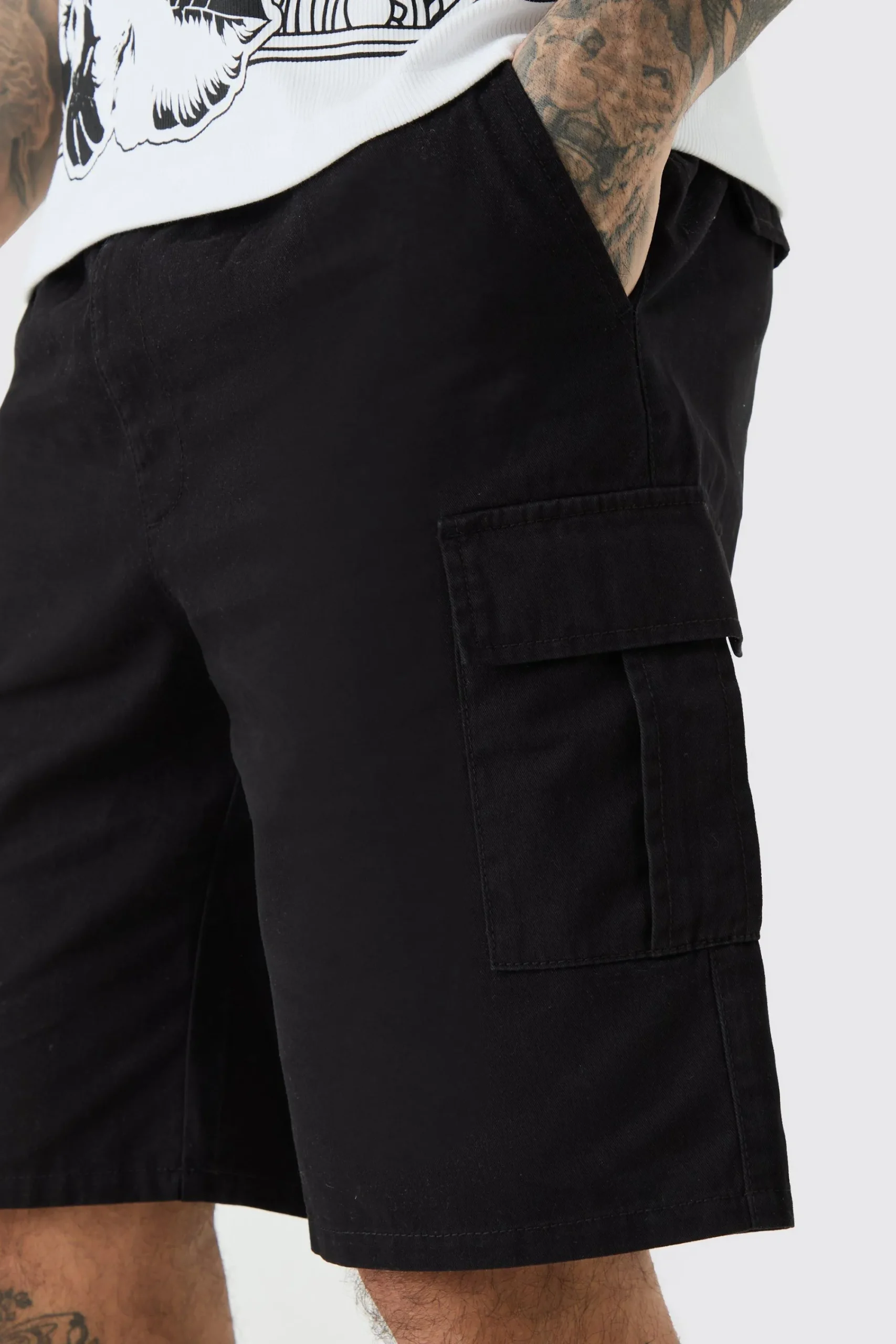 boohooMAN Tall Elastic Waist Relaxed Fit Cargo Shorts In | UK| Shorts