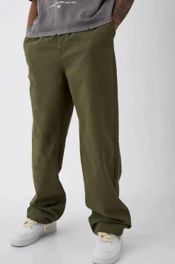 boohooMAN Tall Elasticated Waist Drawcord Detail Relaxed Fit Trouser In | UK| Trousers