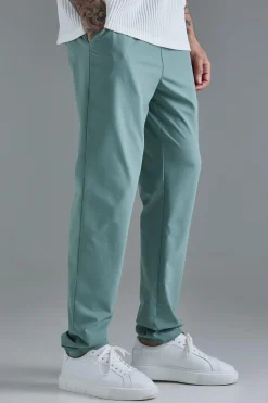 boohooMAN Tall Elasticated Waist Lightweight Technical Stretch Slim Trouser | UK| Trousers