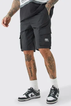 boohooMAN Tall Elasticated Waist Ofcl Nylon Cargo Short | UK| Shorts
