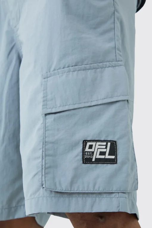 boohooMAN Tall Elasticated Waist Ofcl Nylon Cargo Short | UK| Shorts