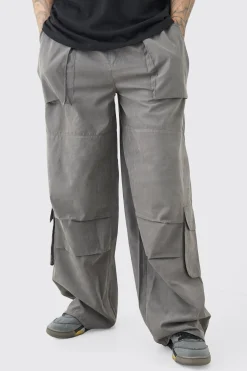 boohooMAN Tall Elasticated Waist Oversized Peached Cargo Trouser | UK| Trousers|Cargos