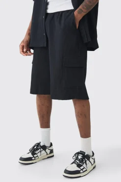 boohooMAN Tall Elasticated Waist Pleated Cargo Short | UK| Shorts