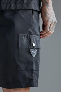 boohooMAN Tall Elasticated Waist Relaxed Nylon Man Cargo Short | UK| Shorts